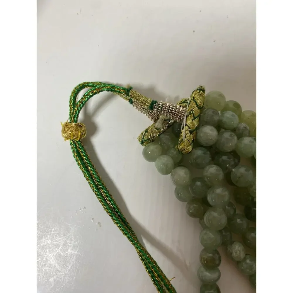 Natural Green Jadeite Beaded Multi Strand Necklace